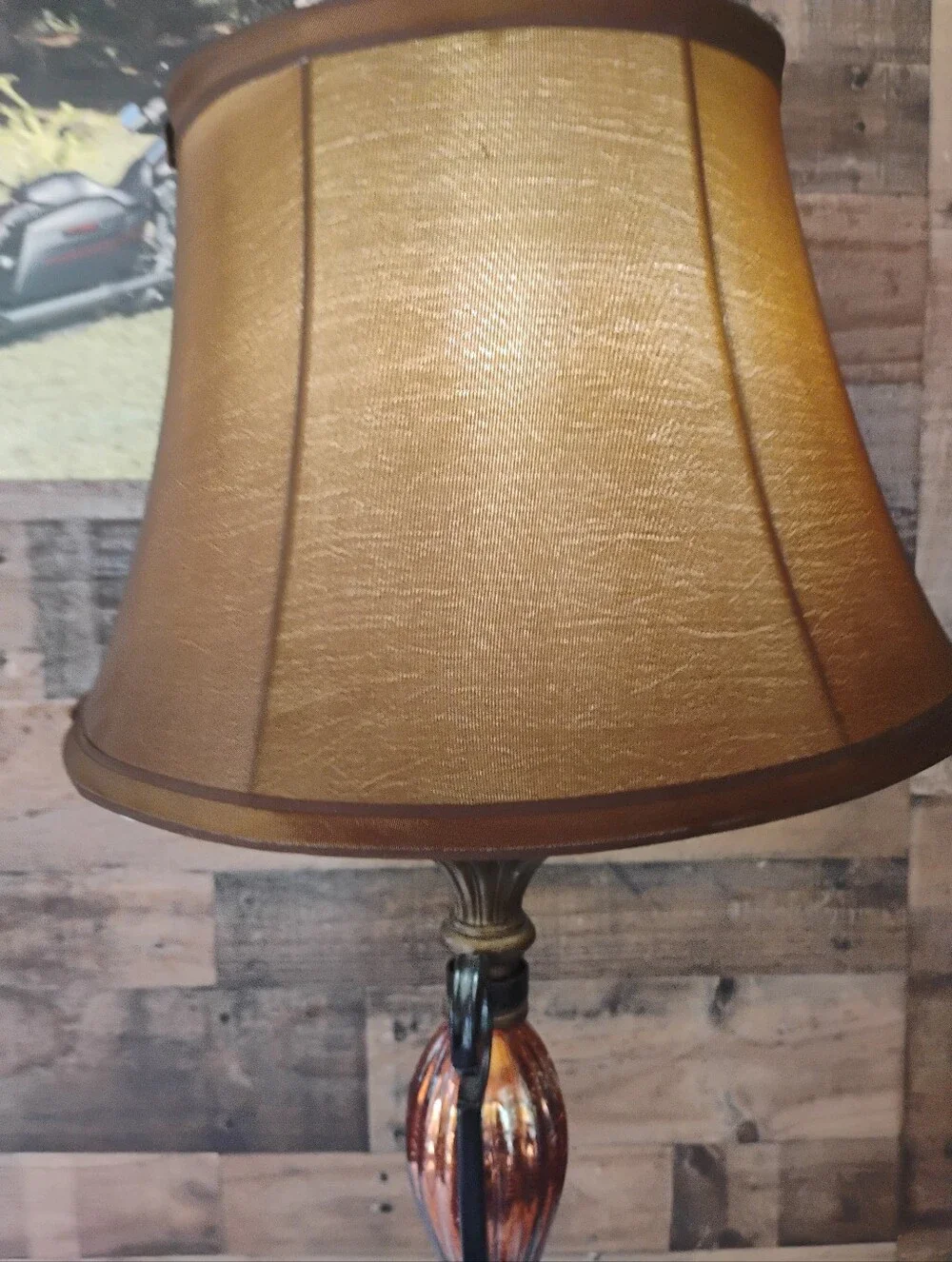 Elegant Table Lamp with Bell Shade and Mercury Glass Accent